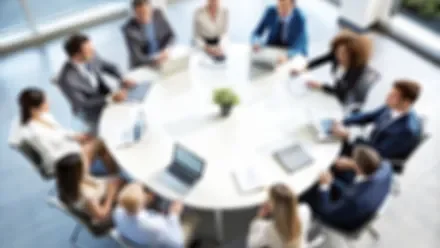 overhead view of professionals at a round table